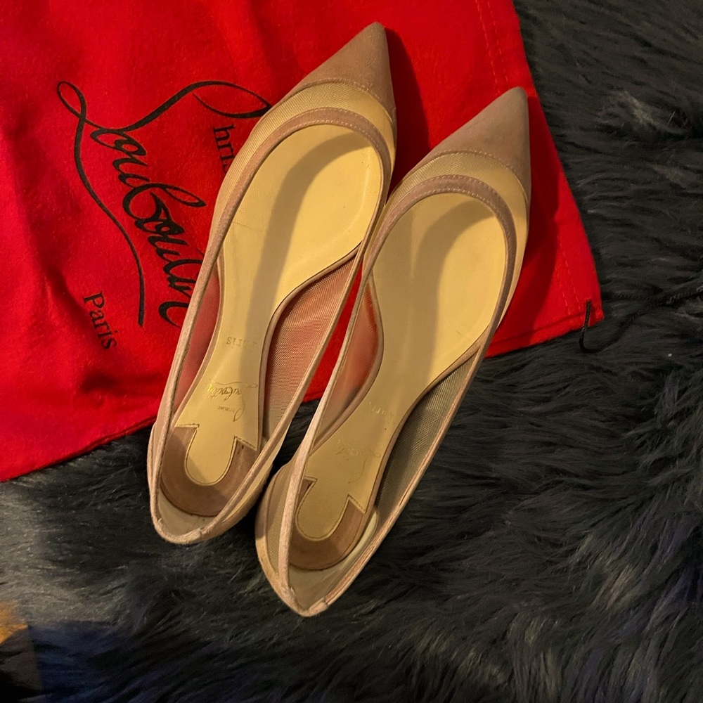 Christian louboutin galativi mesh flats nude
